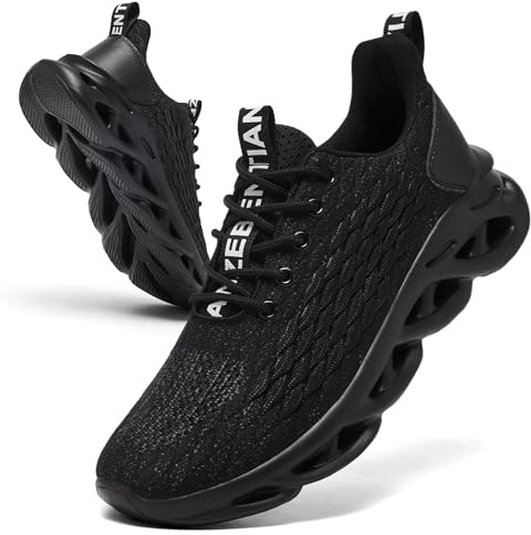 TIANZEBEN Herren Sportschuhe Turnschuhe Laufschuhe Schuhe Running Tennis Walkingschuhe Fitnessstudio Sneaker Freizeit Fashion Leichtgewichts Atmungsaktiv Schwarz 41