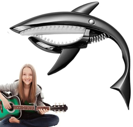 Kapodaster für Ukulele, Kapodaster für Haigitarre | Gitarrenklammer aus Metall | Gitarrenkapodaster in Haiform, cooler und leichter Kapodaster für klassische E-Gitarre und Ukulele