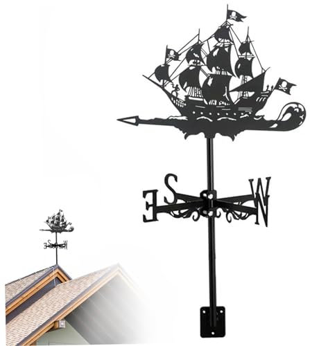 Girouette Bateau Pirate girouettes pour Le Toit du Jardin girouette pour Jardin indicateur de Direction du Vent en métal pour décoration de Toit de terrasse de Jardin