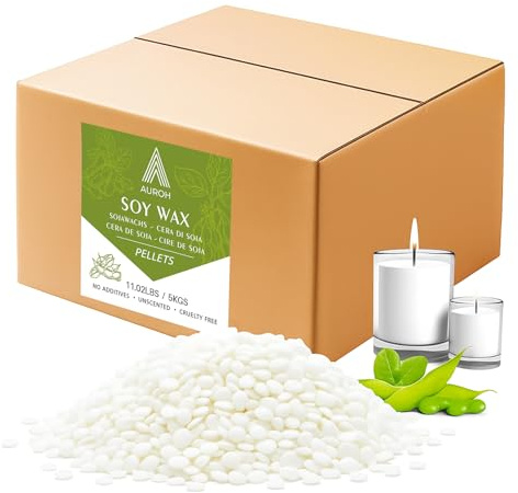 Auroh Soy Wax Pellets 5KG – 100% Natural SOYA Candle Wax Beads for Candle Making, Wax Melts & Tarts | Clean Burn, Vegan, Unscented