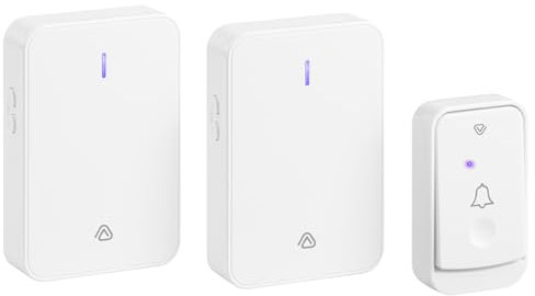 Vlectro Timbres para Casa – Timbre Inalámbrico Extra Fuerte Blanco con 2 Receptores – Impermeable Largo Alcance, Volumen Ajustable y Fácil Instalación para Personas Mayores (Blanco, 2 Receptors)
