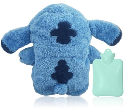 Wärmflasche mit Bezug, Wärmflasche Tier, wärmflasche Cartoon für Kinder, Abnehmbare und Waschbare WärmflascheE, WärmflascheE Kuschelig für Erwachsene Kinder