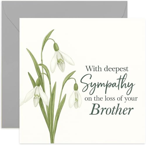 Tarjeta de condolencias sincera por la pérdida de hermano, regalo suave con el texto en inglés With Deepest Sympathy, diseño elegante, para amigos o familiares, interior en blanco con sobre