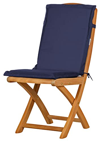 Kai Wiechmann Auflage für Gartenstuhl mit Rücken blau Marine Navy dralon waschbar Made in Germany