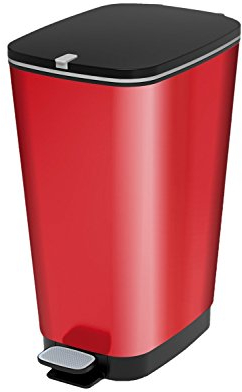 Keter Kis Chic Bin L - Pattumiera a Pedale con Anello Ferma Sacco per Sacchetto da 60 Lt, 29X44,5X60,5H cm - Rossa