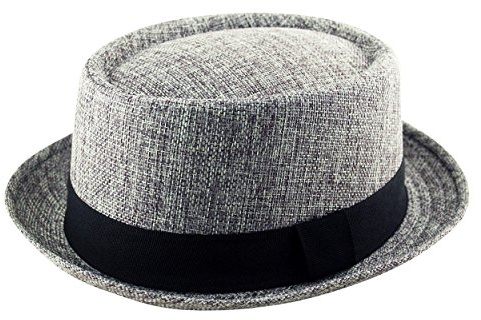 Vuxen fläskpaj Trilby Fedora Jute hessian känsla hatt band unisex (Breaking Bad Heisenberg stil), Grå, 7.125