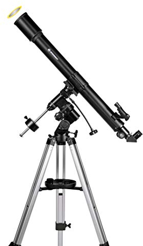 Bresser Refraktor Teleskop Lyra 70/900 EQ mit Smartphone Kamera Adapter und hochwertigem Objektiv-Sonnenfilter, inklusive Montierung, Stativ und Zubehör