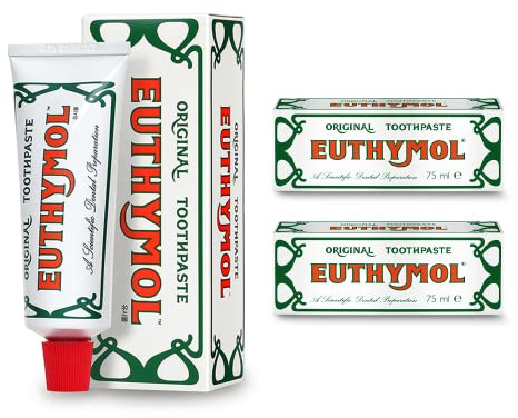Euthymol Original Toothpaste Bundle – 2 x 75ml Fluoride-Free Toothpaste for Plaque Removal, Antibacterial, Cavity & Gum Care, Healthy Enamel, Daily Oral Hygiene