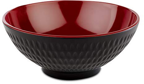 APS Bol Asia Plus de melamina casi irrompible, versátil bol de plástico apilable, ensaladera, negro/rojo, Ø 16 cm, 0,6 litros.