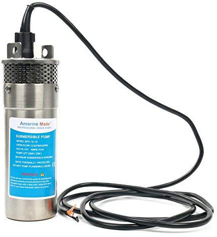 Amarine-Made 12V Stainless Shell Submersible 3.2GPM 10A Deep Well Water DC Pump/Alternative Energy Solar Battery
