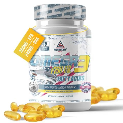 AS American Suplement | Perlas de Omega 3 Epa y Dha 1000mg | Ayuda a Mejorar el Funcionamiento Cerebral y la Visión | Omega3 a base de Aceite de Pescado | Omega 3 con Vitamina E | 90 Cápsulas