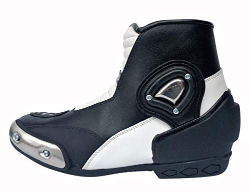XLS motorcykelstövel kort racing boots motorcykel läderkängor svart vit 41 EU Svart/vit