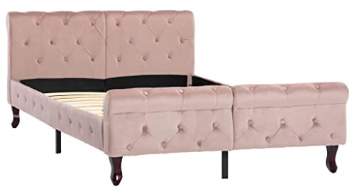 vidaXL Polsterbett Bett Doppelbett Bettgestell Bettrahmen Lattenrost Schlafzimmerbett Ehebett Schlafzimmermöbel Rosa Samt 120x200cm