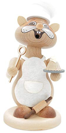 Kuhnert - Erzgebirgische Holzkunst Räuchermann Räucherfigur Hamster 22cm - Bäcker