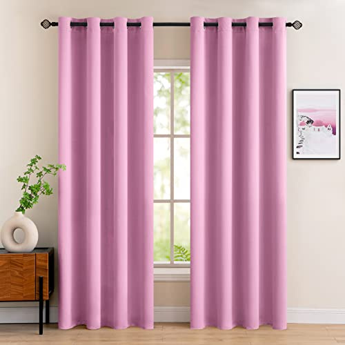 MIULEE Verdunklungsvorhänge Thermo Blickdicht Ösen 2er Set 140x225cm Rosa | Blickdichter Thermostoff für Wohnzimmer und Schlafzimmer, hilft Licht, Hitze und Kälte zu reduzieren.