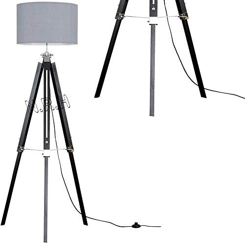 Lampadaire trépied en bois noir 127 cm (sans abat-jour) Lampe décorative