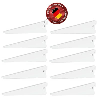 10 x siwitec U-Träger 270 x 50 mm in Weiss, Regalhalter für ein zweireihiges Regalschienensystem aus Stahl, Wandregal Stecksystem stabil robust Küche Büro
