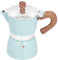 Caffettiera 3 Tazze Colorata, Caffettiera da Piano Cottura in Alluminio con Coperchio e Manico Anti Scottatura, Classica Caffettiera Moka, Non Adatta a Induzione (Blu)