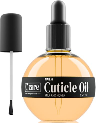 C CARE Cuticle Oil For Nails - Milk and Honey Nail Oil - Repairs Moisturizes and Strengthens Nails and Cuticles Overnight - Dropper & Brush included - Large 2.5 oz bottle