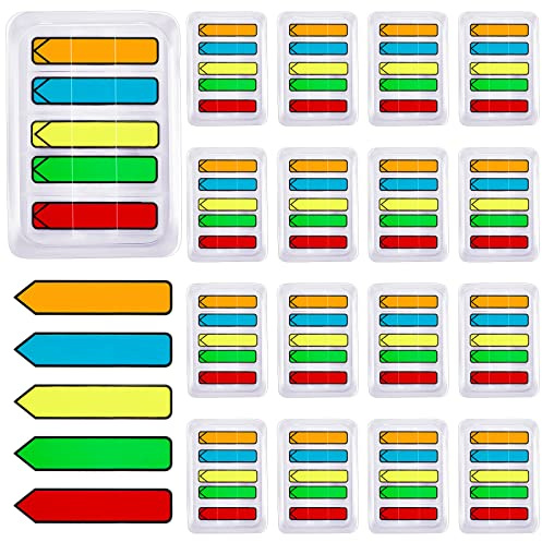 Teling 2000 Page Markers Colored Sticky Tabs Arrow Flags Tabs with Dispenser - 5 Colors Sign Here Index Tab Stickers for Notebooks, Books, Documents, Office Paper Organization