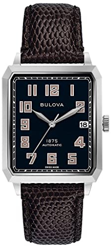 Bulova Herren Automatik Armbanduhr aus Edelstahl mit Lederarmband - Swiss Made Limited Edition - 96B332