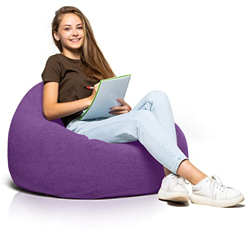 Aiire Pouf Poltrona a Sacco Design - Puffo per Sedersi con Imbottitura per la Camera da Letto - Puff Bambini, Bean Bag Chair o Puf Gamer Piccolo - Pouffe Salotto Viola