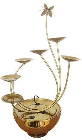KÖHKO® Zimmerbrunnen Goldblumentopf mit LED-Beleuchtung