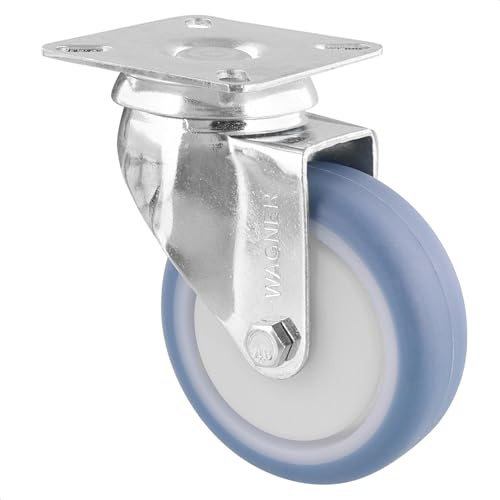 WAGNER 03177601 Deluxe - Rueda de dirección (diámetro: 75 mm, altura 100 mm, acero galvanizado, placa atornillable de 60 x 60 mm, capacidad de carga 75 kg)