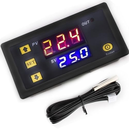 VISSQH 1 Pezzi W3230 Regolatore di Temperatura,12V interruttore di controllo digitale,interruttore di controllo del termostato con display digitale 20A con sonda sensori NTC 10K
