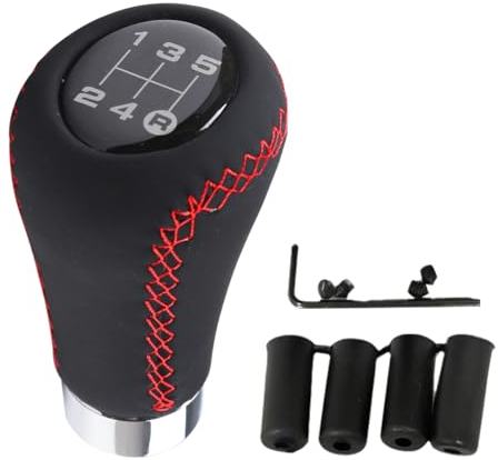 JNNJ Pommeau de levier de vitesse manuel avec 4 adaptateurs, aluminium pour boîte de 5 vitesses