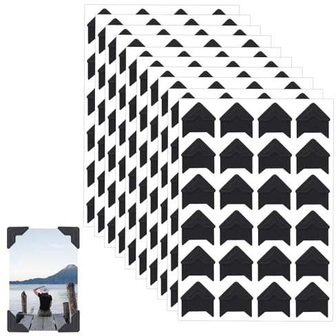 Abeillo 240 Pcs Photo Corner for Scrap Book Black, Adhesive Photo Corners, Photo Edge Corner Stickers, Photo Mounting Stickers for Picture, DIY Craft