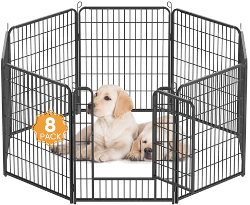 Kidsbuddy Welpenlaufstall,Hundelaufstall,8 Gitter je 80x65 cm,Automatische Verriegelung,Flexibel und faltbar,Welpenauslauf mit Tür,Welpengitter,Freilaufgehege Hund,Tierlaufstall für innen und Outdoor