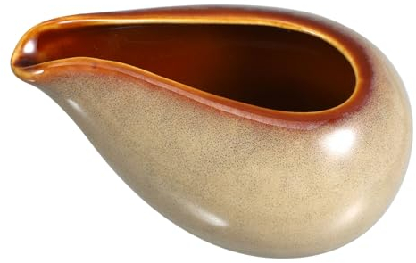 MOLUCKFU Ceramic Creamer Pitcher 100ml Small Milk Jug Sauce Dispenser Brown Pot for Home Dining Salad Dressing Serving