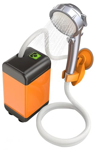 LAUFUY Camping Shower, Portable Shower Camping with 6000mAh Battery, Rechargeable Electric Shower Pump, Travel Shower for Outdoor, Indoor, Camping, Car, Pet, Beach, Garden