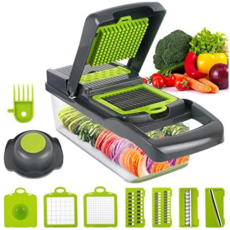 Coupe-Légumes 15 en 1, Hachoir Domestique pour Pommes de Terre, Râpe à Radis, Hachoir à Légumes, en Spirale, Cuisine