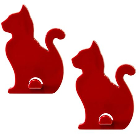 KalaMitica - Lot de 2 crochets muraux magnétiques avec aimant puissant - Chats rouges
