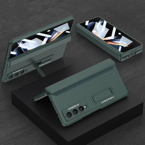 Magnetische Scharnierhülle für Samsung Galaxy Z Fold4 Fold3 Fold 4 3 Halterung aus gehärtetem Glas, Matte Kunststoffabdeckung, Mitternachtsgrün, für Samsung Galaxy Z Fold 3