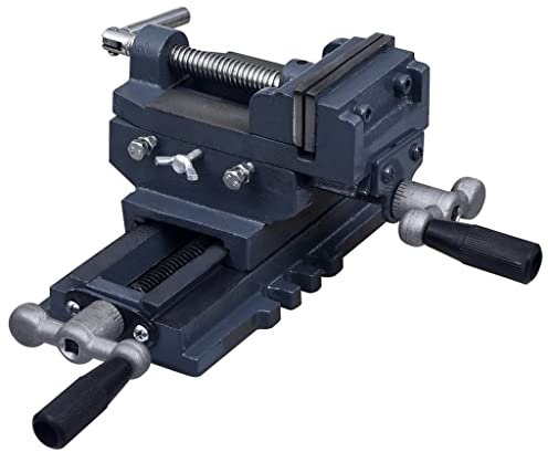 Brokky Morsa Manuale con Slitta Trasversale per Trapano a Colonna 70mm|Morsa da banco ghisa Morsa da Banco professionale Base Girevole Morsa Banco