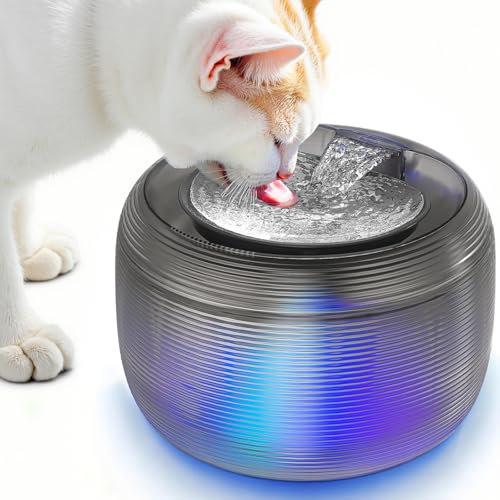 PAWSPURR Cat Water Fountain for Drinking, 3.48L/118oz Large Capacity Pet Water Fountain for Cat & Dog Indoor Fountain with Water Level LED Light, Quiet, Easy Cleaning
