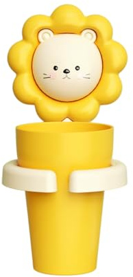 Kinderzahnbürstenhalter mit Tasse, Cartoon Tiere Zahnbürstenhalter Zahnbürstenhalter für Kinder Zahnbürstenhalter ohne Bohren Für Babys Und Kinder (Löwe)