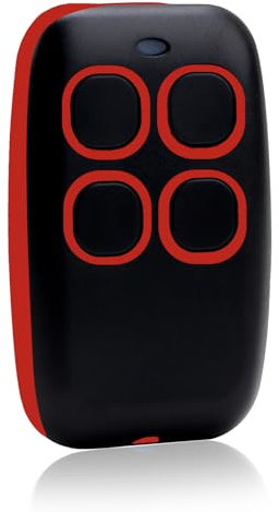 Télécommande Universelle 4 en 1 pour Portails et Garages – Télécommande Rolling Code Multifréquence de 280 à 868 MHz, Programmateur Autoapprenant avec Liste de Compatibilité (Rouge)