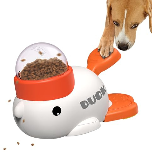 Dog Interactive Treat Dispenser Toy, Food Puzzle Slow Feeder (White)