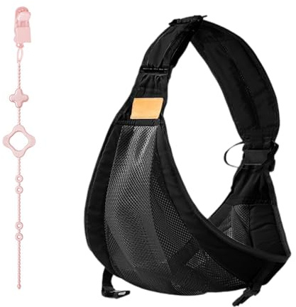 Portage Bébé - Portables Réglables Echarpe de Portage Bebe, Multifunktionale Léger et Respirant Carrier des Tout-Petits, Avec des Sangles de Jouet en Silicone Réglable (Noir)