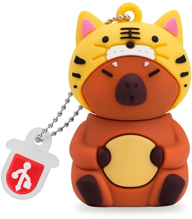 BORLTER CLAMP 64GB USB Stick Cute Flash Drive Capybara (Tiger Hat) Shaped Memory Stick Novelty USB Drive Pendrive Thumb Drive Gift for External Data Storage