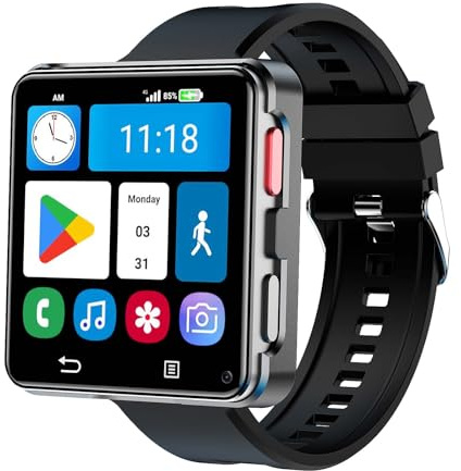 4G Smart Watch, Android 11 Quad Core 4GB+64GB Smartwatch 2.65 pollici Grande Schermo Uomo Orologio 1200mAh Porta Tipo-C 5.0MP Dual Camera WiFi Bluetooth GPS Fitness Activity Tracker (4GB+64GB)