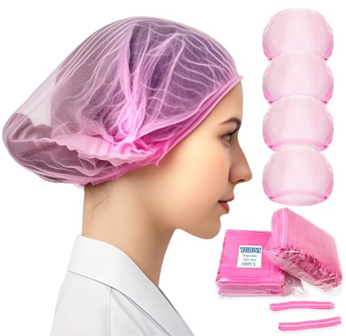 YUJUVI Einweg Haarnetze Haarnetz küche 100 Stück Einweghauben mit elastischem Band Vlies-Kopfhauben mit Gummiband, Latexfrei, für Hygienebereiche