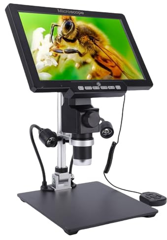 YUEHISY Microscopio Digital, Microscopio Electrónico 2000x de 10,1 con Luces LED, Enfoque Ajustable para Reparación de Electrónica, Observación Biológica