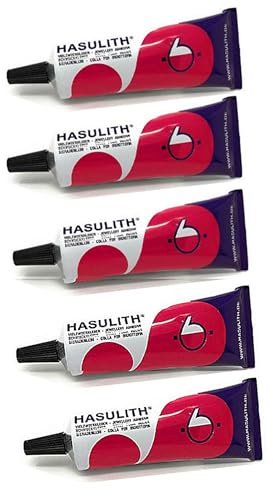 HASULITH Schmuckkleber – 30 ml | speziell für Kreationen & Reparaturen | Transparent, strapazierfähig & flexibel | ideal für Strass, Metall, Perlen, Textilien | Profi-Qualität | 5 Tuben
