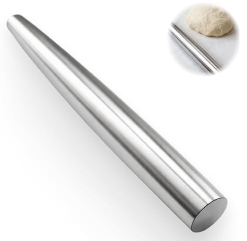 Rouleaux à Pâtisserie en Acier Inoxydable, 30 cm, Rolling Pin Lisse et Hygiénique, Rouleau Patisserie Inox pour Cuisson, Pâte à Tarte, Biscuit et Emporte Pièce, Ustensile de Cuisine