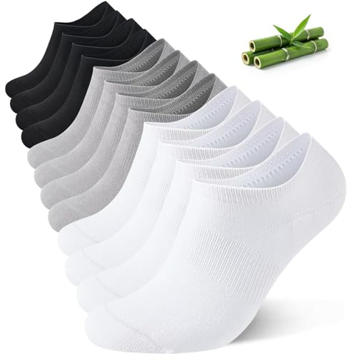 Niorasen Confezione da 6 Paia Fantasmini Uomo e Donna in Bambù, Calzini Invisibili Unisex Traspiranti con Silicone Antiscivolo, Salvapiedi Morbidi per Mocassini e Sneaker, Taglia 35-50
